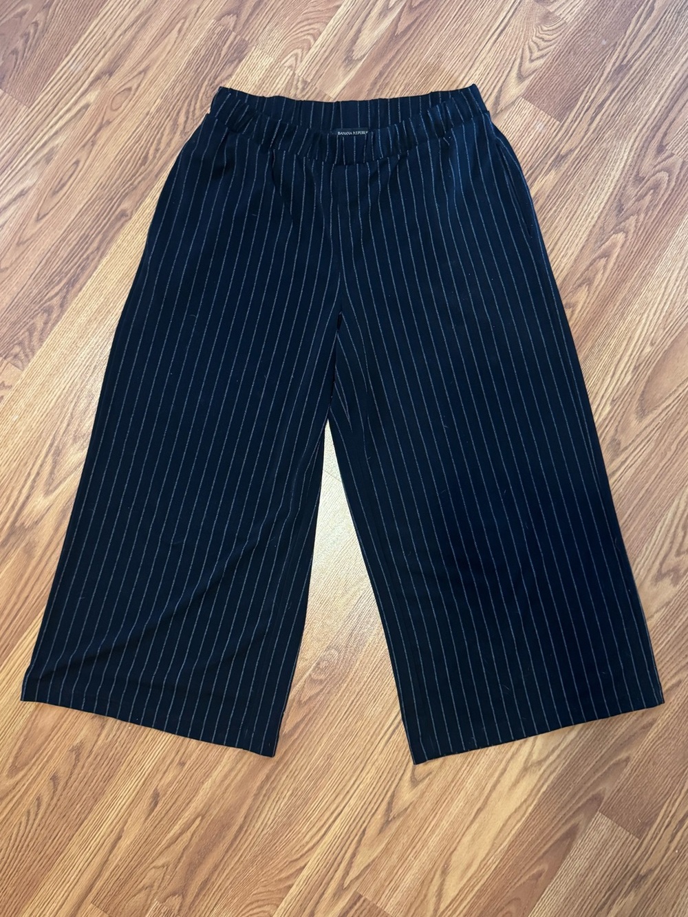Banana Republic Black Pinstripe Wide Leg Pants